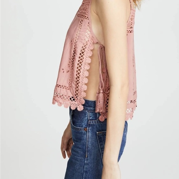 Free People Garden Party Cami Size Small Women Eyelet Blush Lace Camisole - Picture 2 of 10